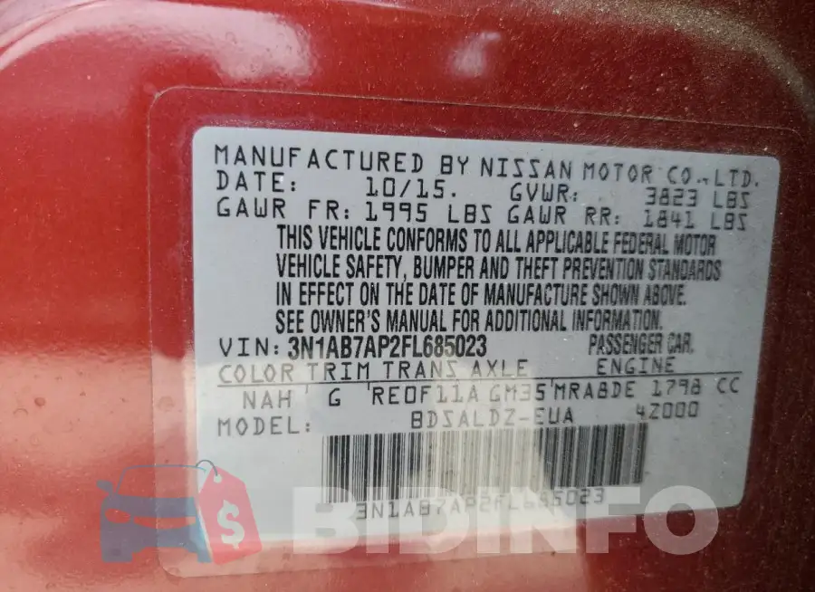 3N1AB7AP2FL685023 Photo# 13