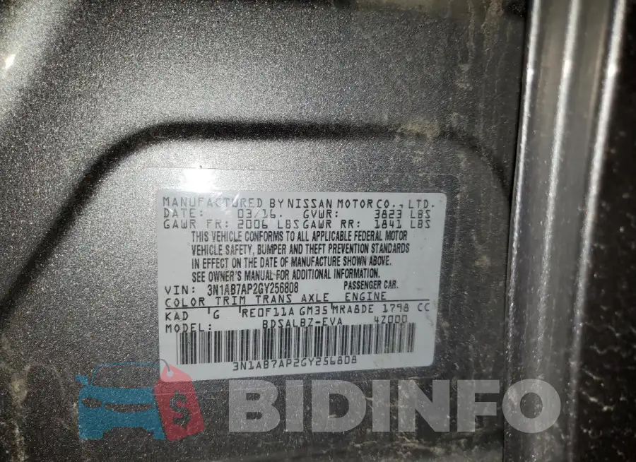 3N1AB7AP2GY256808 Photo# 12