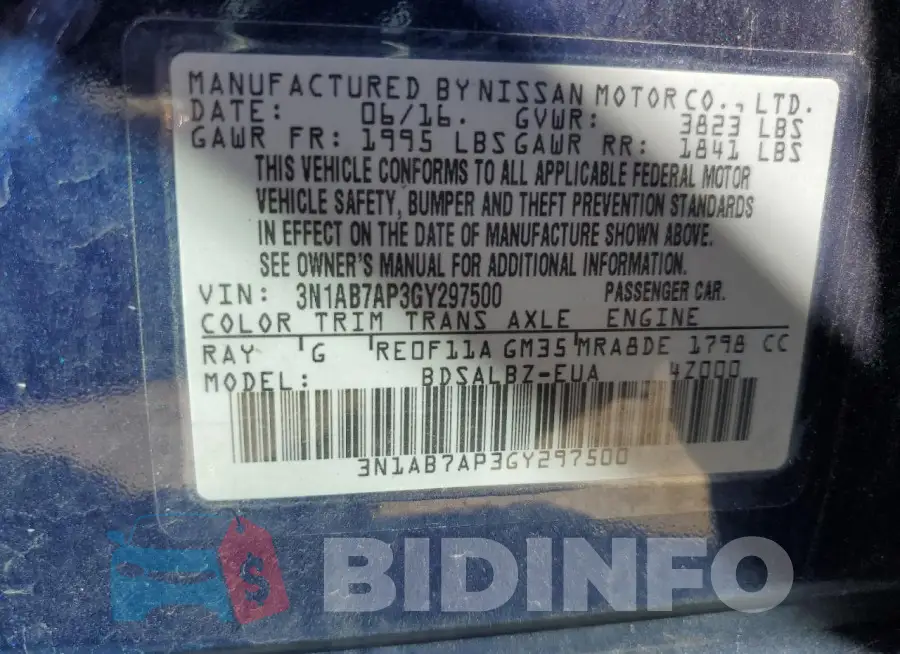 3N1AB7AP3GY297500 Photo# 12