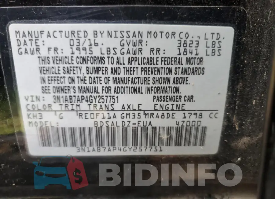 3N1AB7AP4GY257751 Photo# 12