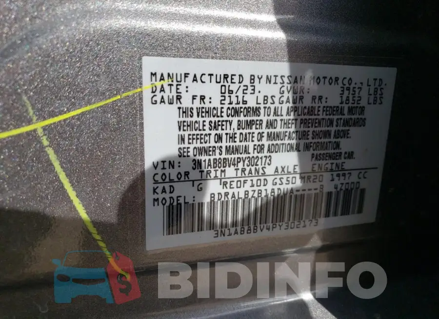 3N1AB8BV4PY302173 Photo# 12