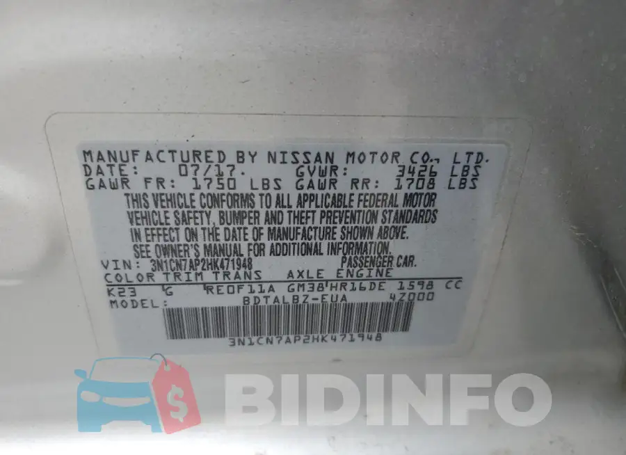 3N1CN7AP2HK471948 Photo# 13