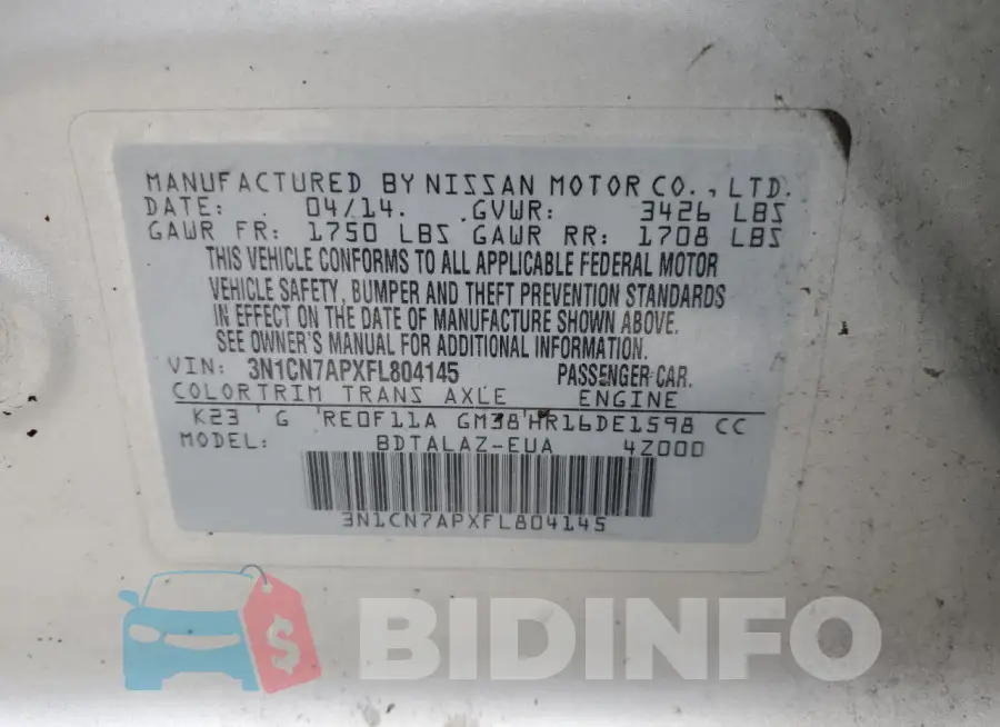 3N1CN7APXFL804145 Photo# 13