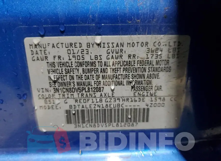 3N1CN8DV5PL812087 Photo# 12