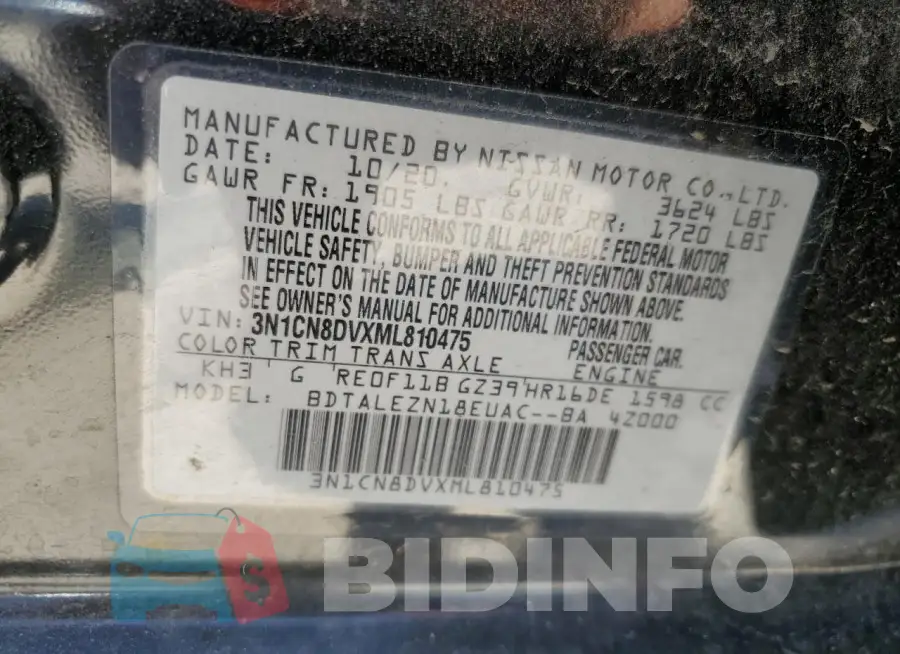 3N1CN8DVXML810475 Photo# 12