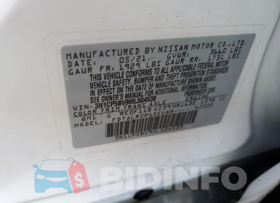 3N1CP5BV9ML504539 Photo# 12