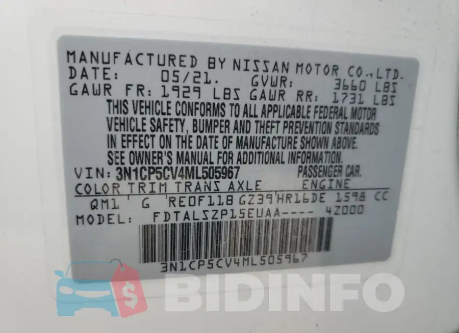 3N1CP5CV4ML505967 Photo# 13