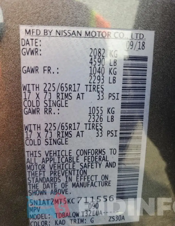 5N1AT2MT5KC711556 Photo# 13