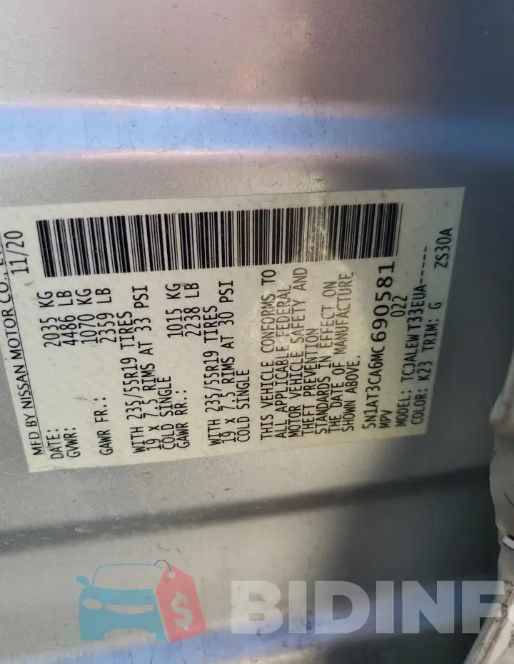 5N1AT3CA6MC690581 Photo# 13