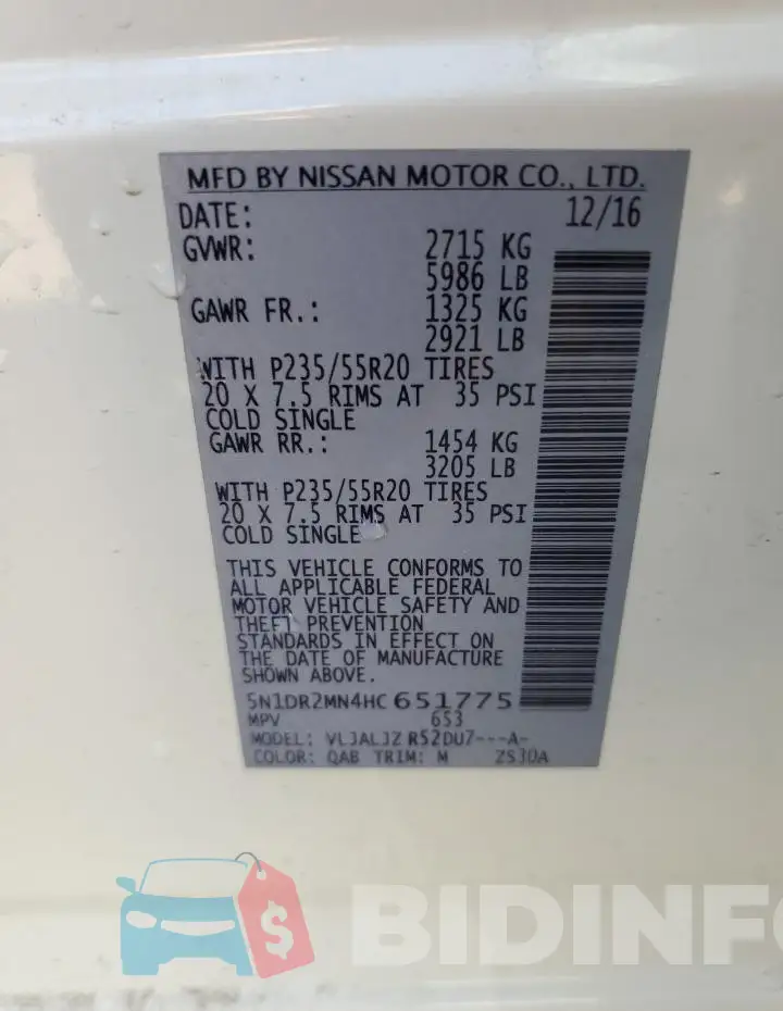 5N1DR2MN4HC651775 Photo# 13