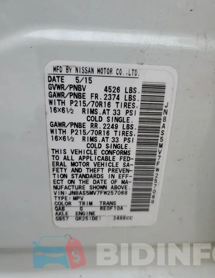 JN8AS5MV7FW257068 Photo# 12