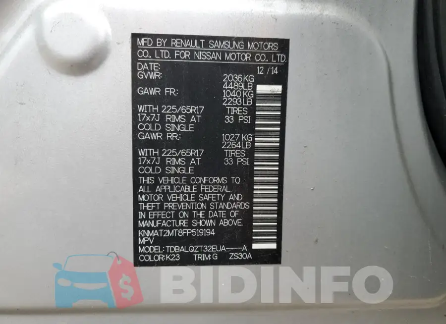KNMAT2MT8FP519194 Photo# 14