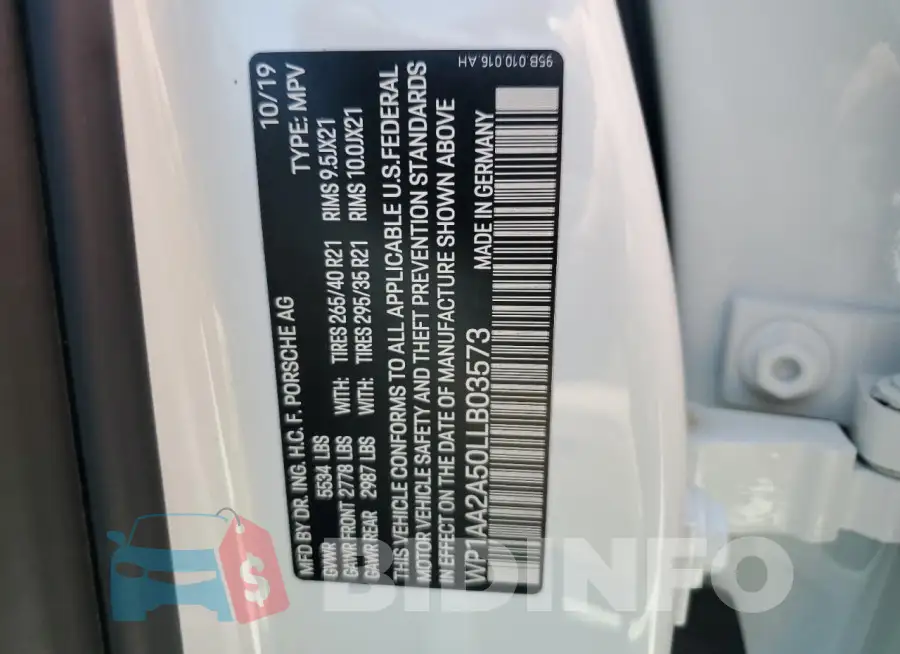 WP1AA2A50LLB03573 Photo# 13