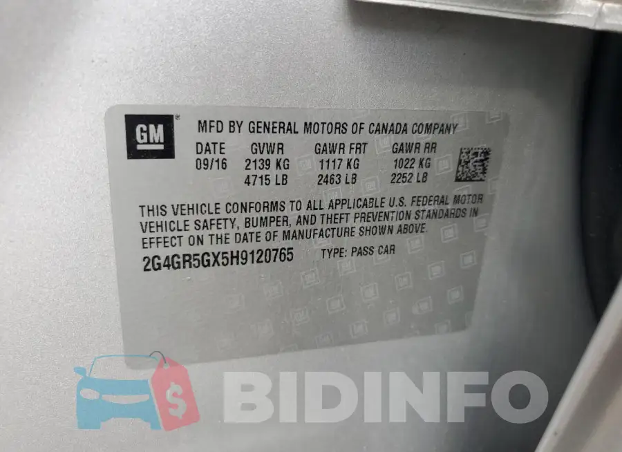 2G4GR5GX5H9120765 Photo# 12