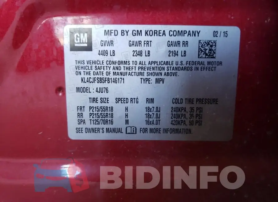KL4CJFSB5FB146171 Photo# 12