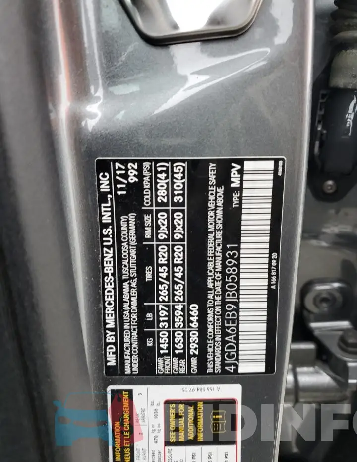 4JGDA6EB9JB058931 Photo# 14