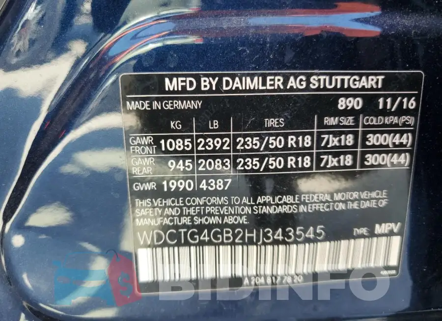 WDCTG4GB2HJ343545 Photo# 13
