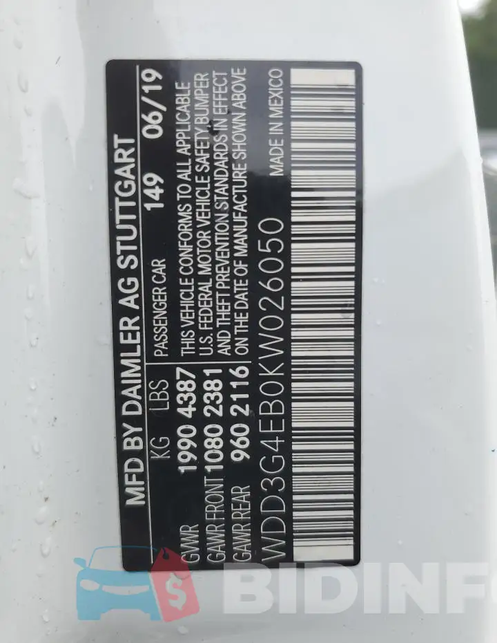 WDD3G4EB0KW026050 Photo# 12