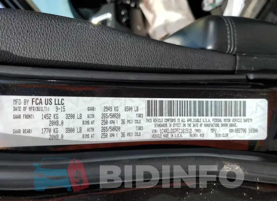 1C4RDJDG7FC161512 Photo# 13