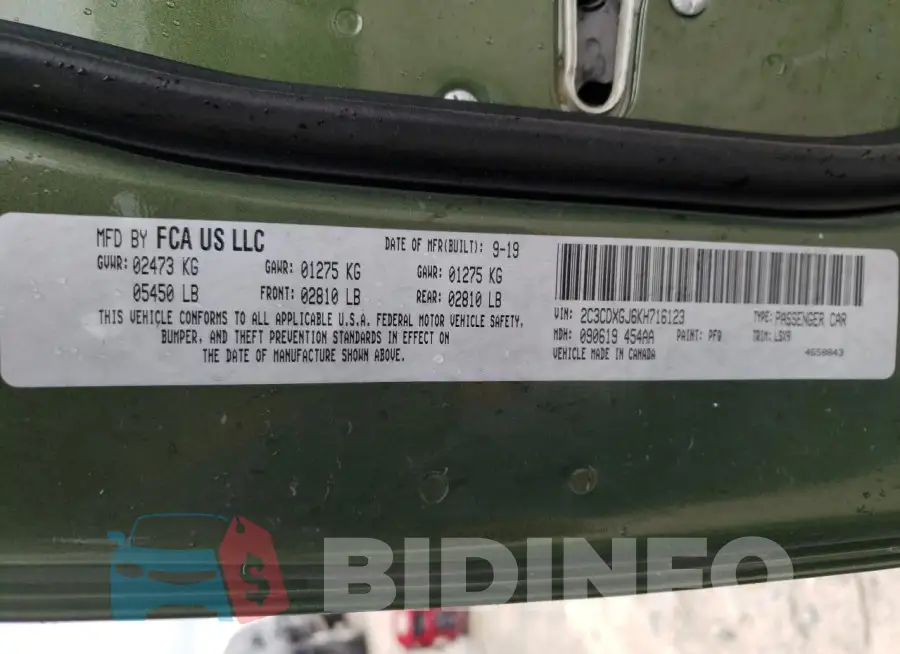 2C3CDXGJ6KH716123 Photo# 12