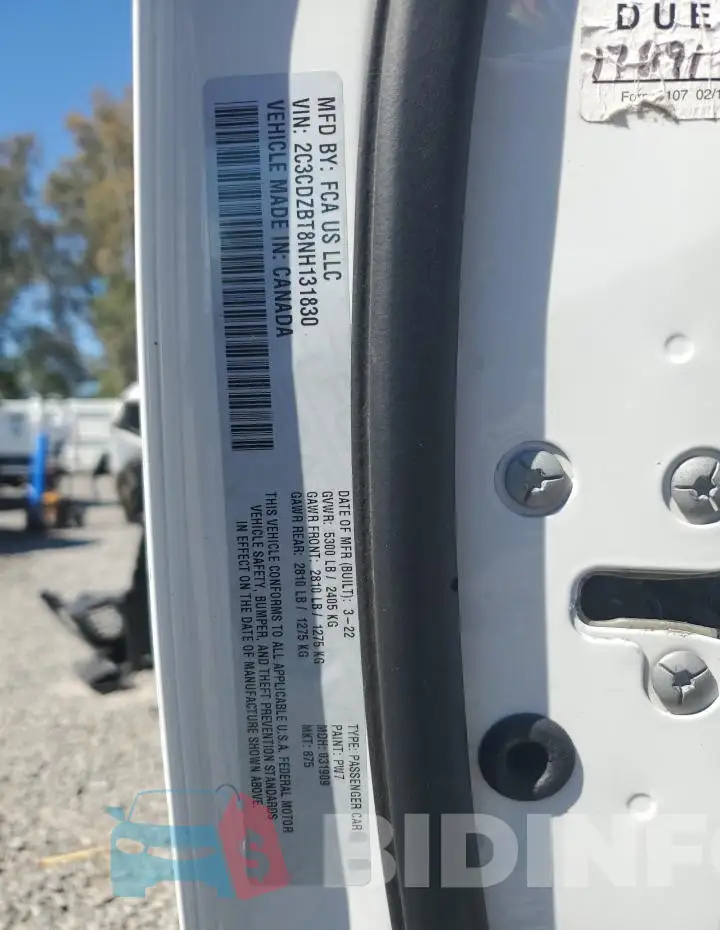 2C3CDZBT8NH131830 Photo# 12