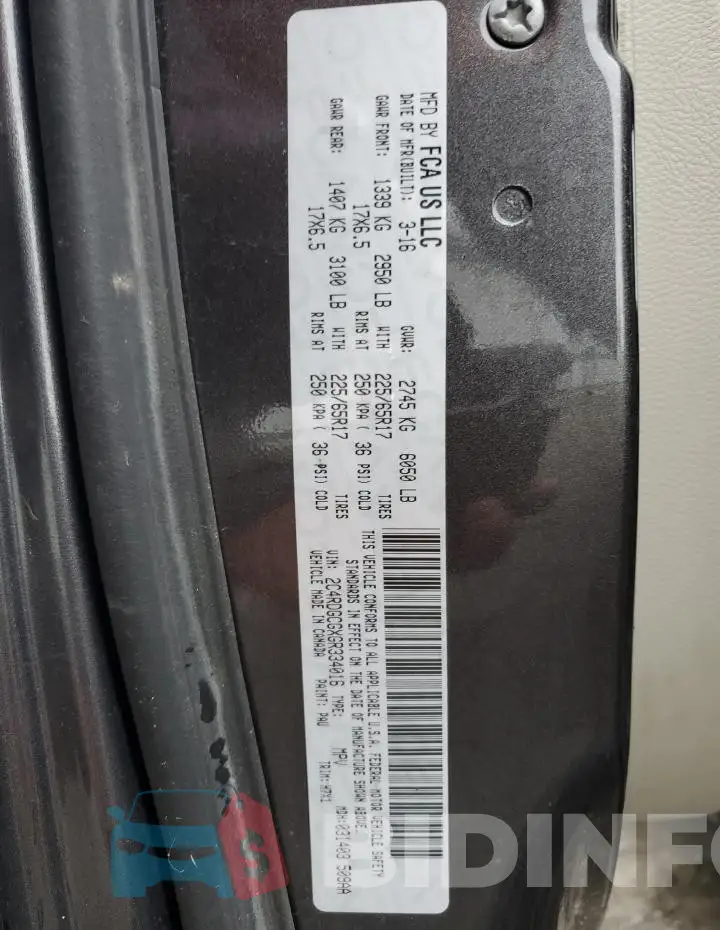 2C4RDGCGXGR334016 Photo# 14