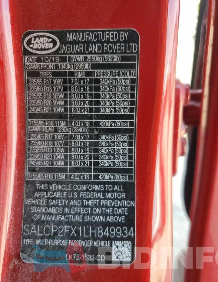 SALCP2FX1LH849934 Photo# 13