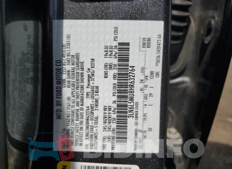 3LN6L5MU8HR632764 Photo# 12