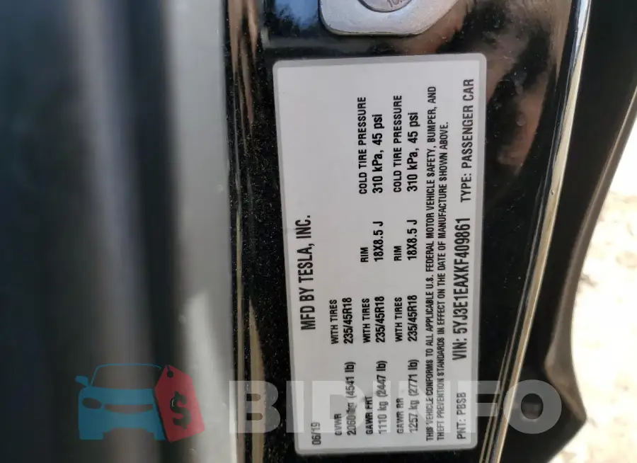 5YJ3E1EAXKF409861 Photo# 12