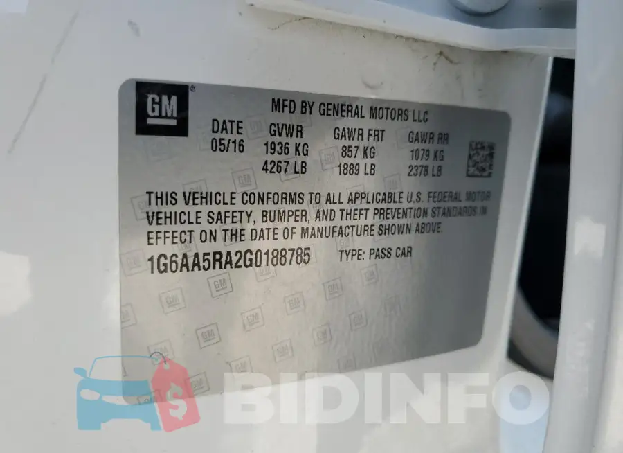 1G6AA5RA2G0188785 Photo# 12