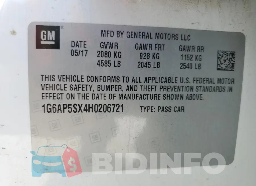 1G6AP5SX4H0206721 Photo# 13