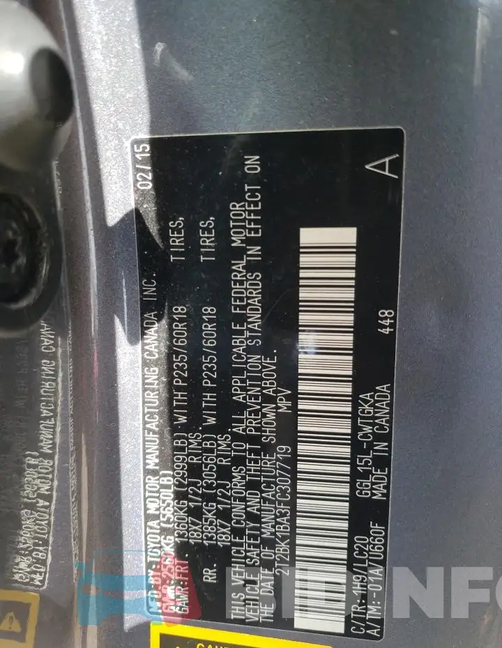 2T2BK1BA3FC307719 Photo# 13