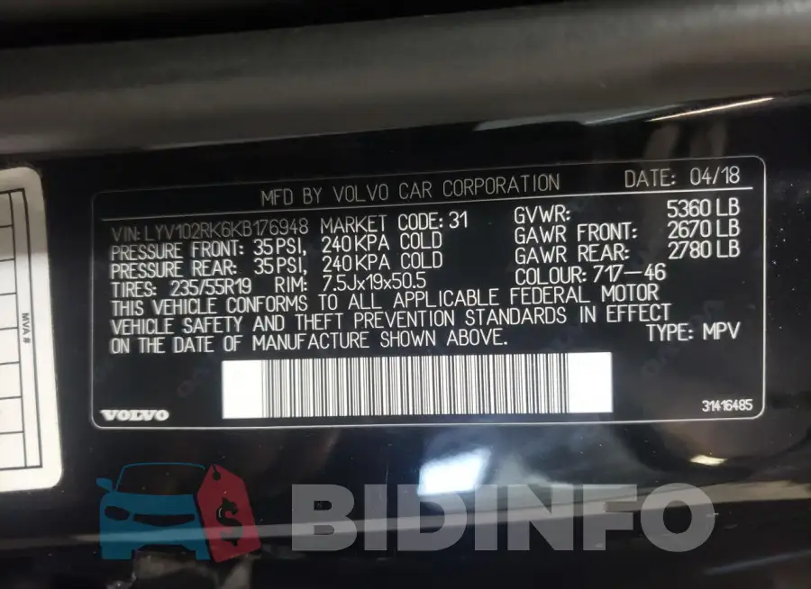 LYV102RK6KB176948 Photo# 14