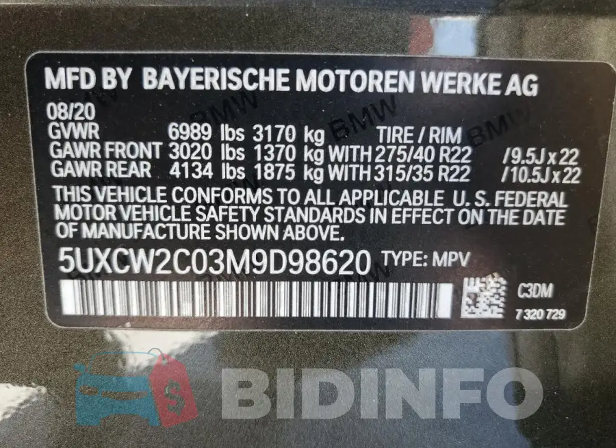 5UXCW2C03M9D98620 Photo# 13
