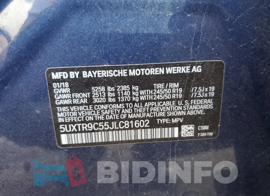 5UXTR9C55JLC81602 Photo# 13