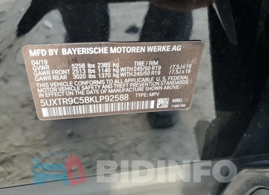 5UXTR9C58KLP92588 Photo# 14