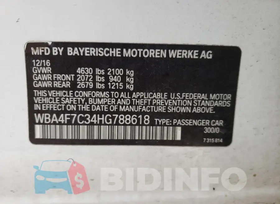 WBA4F7C34HG788618 Photo# 12