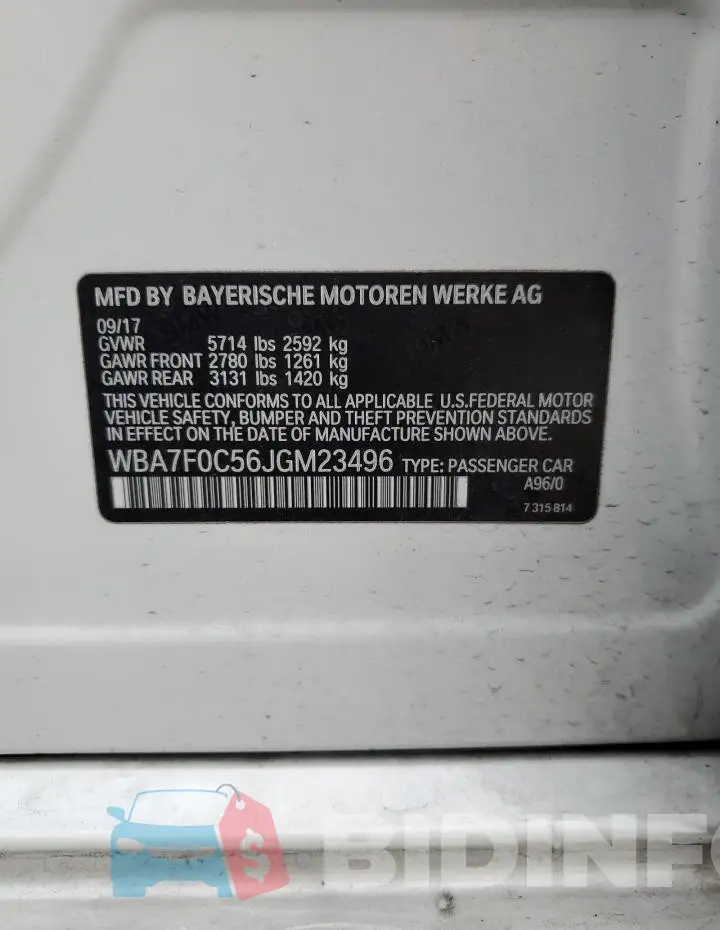 WBA7F0C56JGM23496 Photo# 12