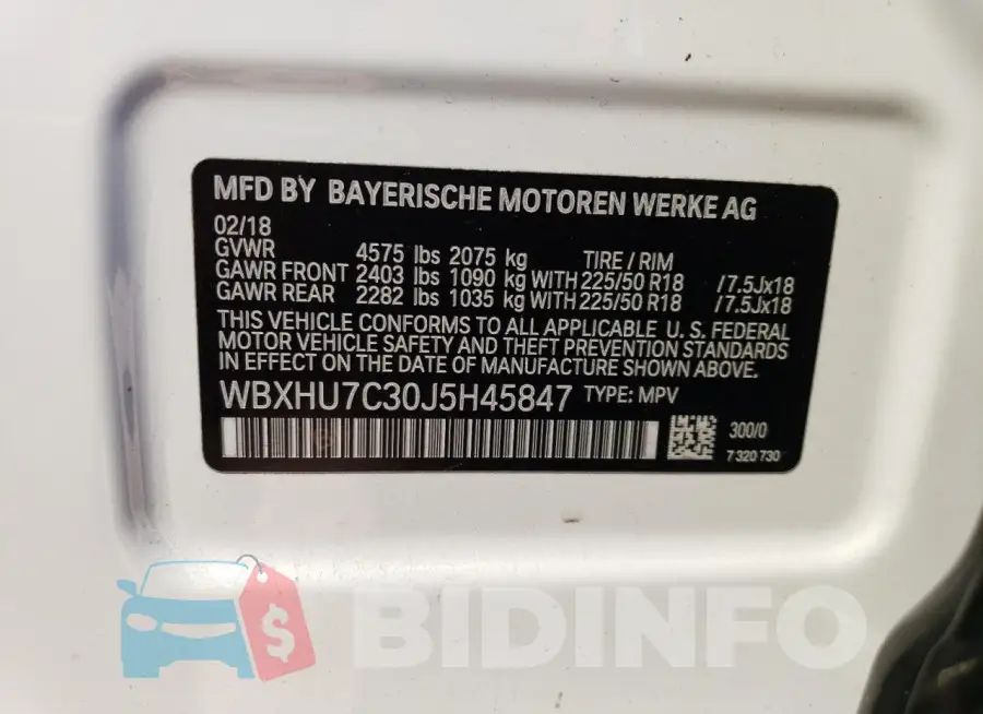 WBXHU7C30J5H45847 Photo# 13