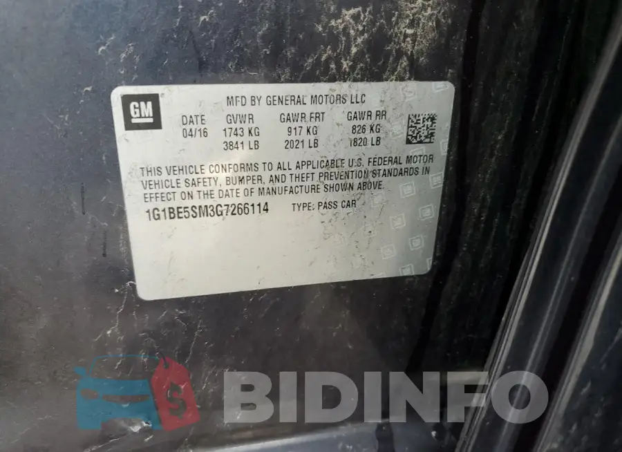 1G1BE5SM3G7266114 Photo# 12
