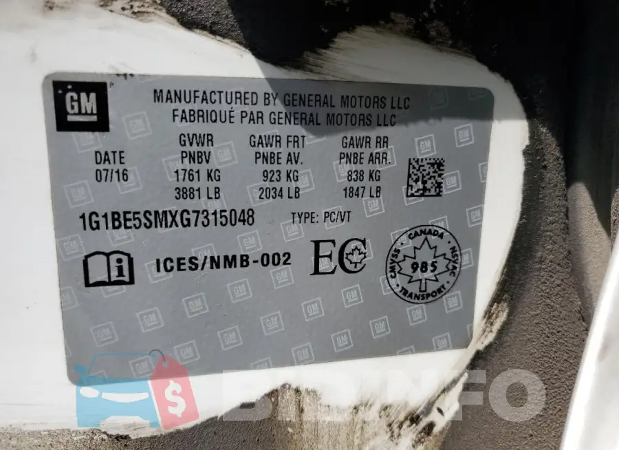 1G1BE5SMXG7315048 Photo# 13