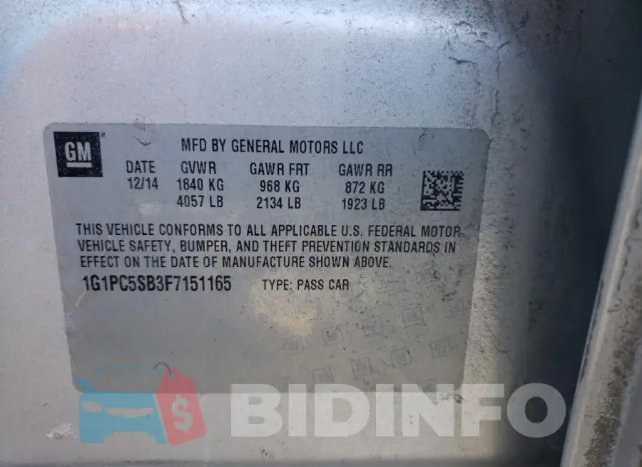 1G1PC5SB3F7151165 Photo# 12