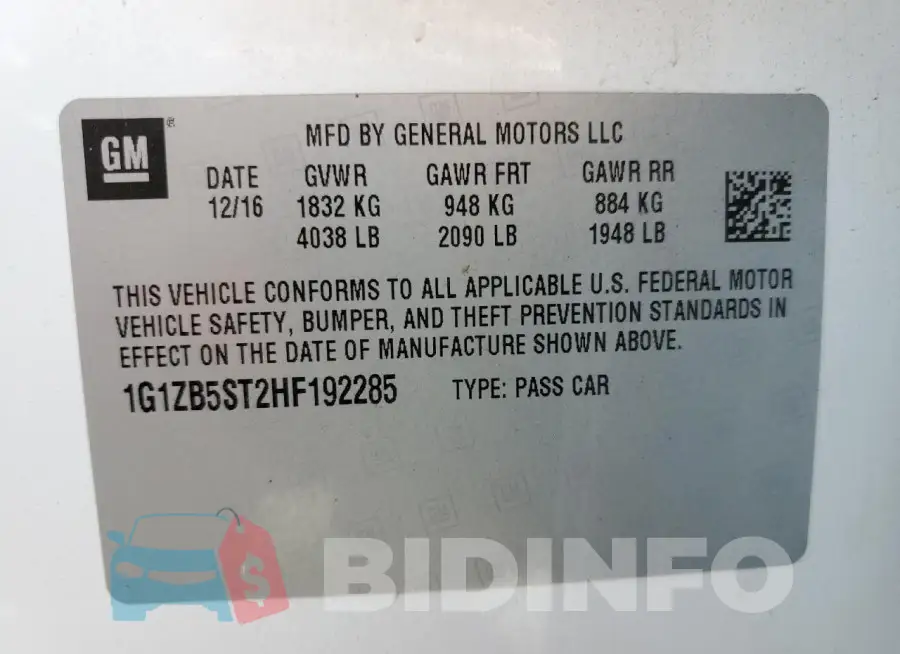 1G1ZB5ST2HF192285 Photo# 12