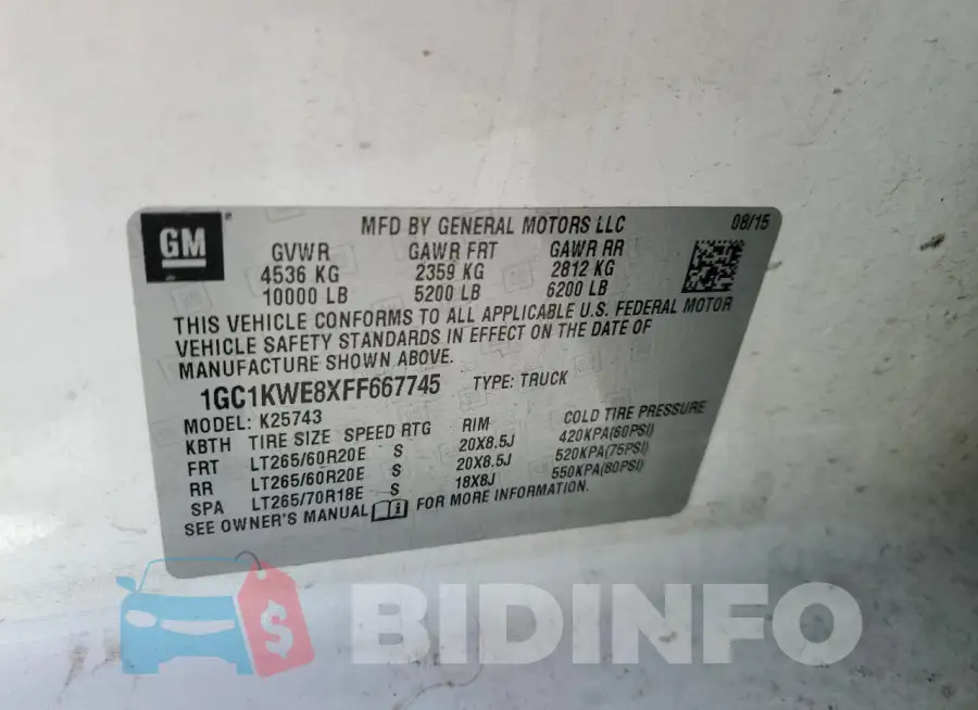 1GC1KWE8XFF667745 Photo# 12