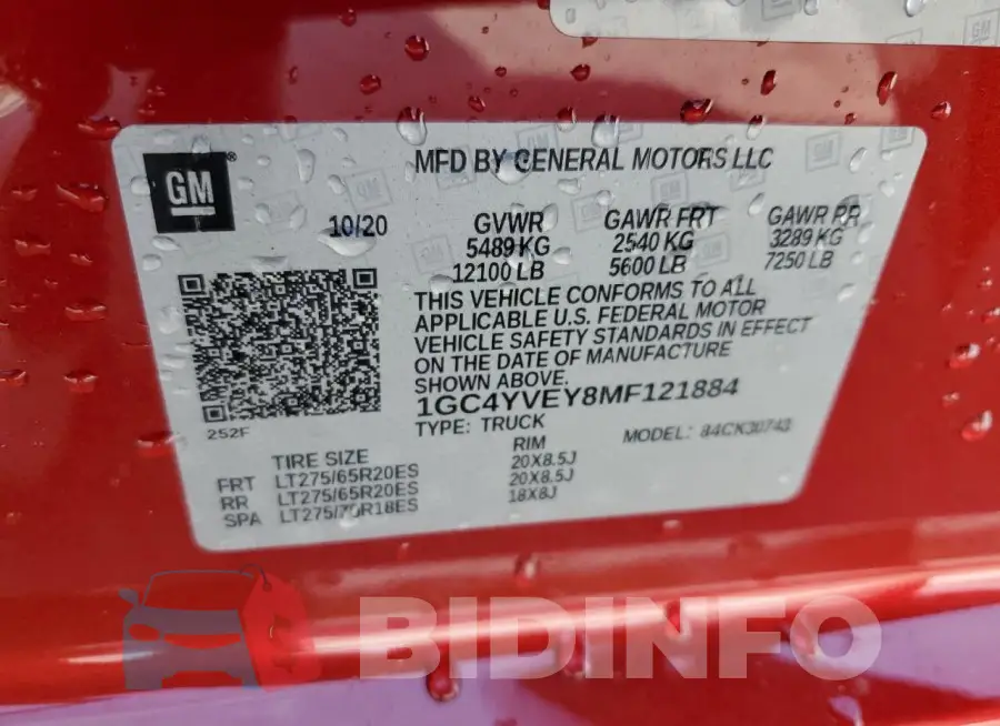 1GC4YVEY8MF121884 Photo# 12
