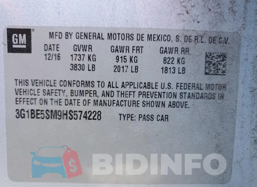 3G1BE5SM9HS574228 Photo# 12