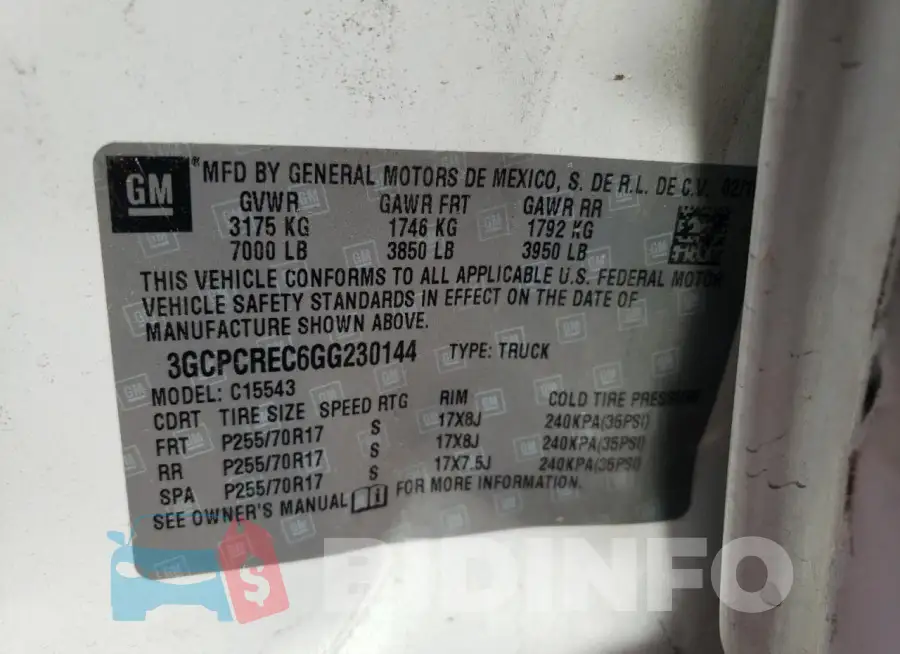 3GCPCREC6GG230144 Photo# 12