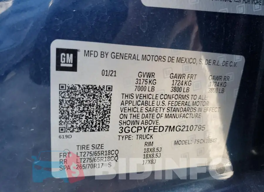 3GCPYFED7MG210795 Photo# 13