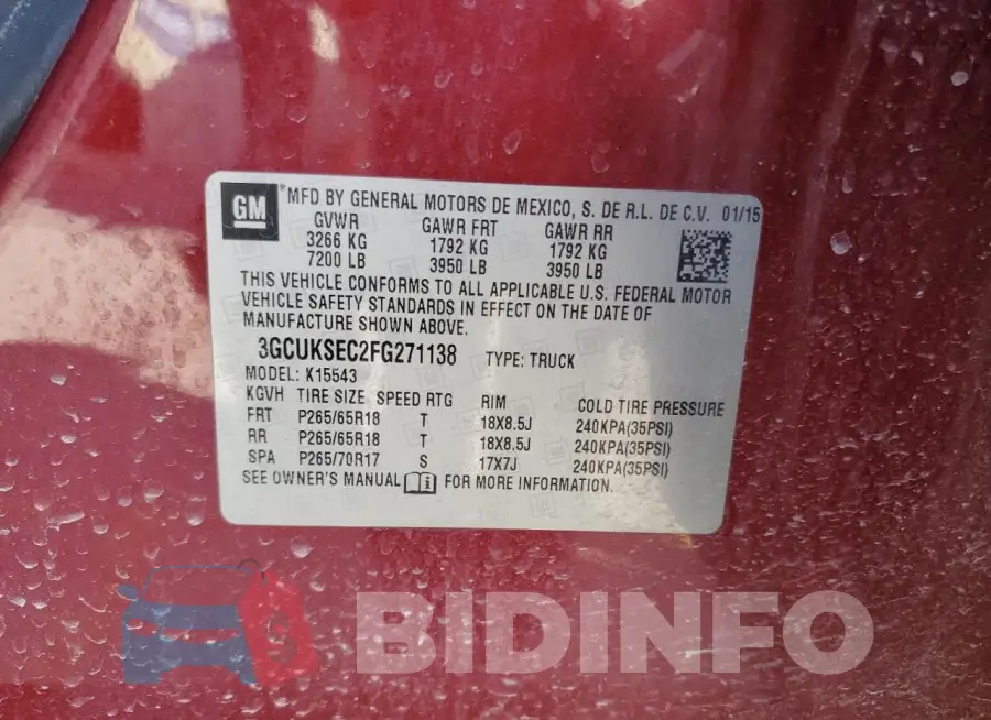3GCUKSEC2FG271138 Photo# 12