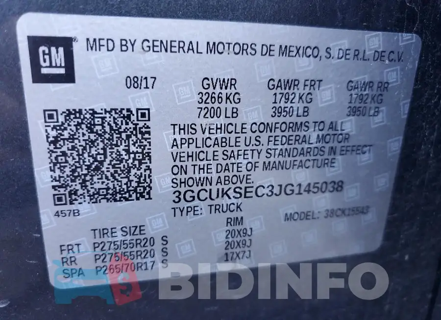 3GCUKSEC3JG145038 Photo# 12